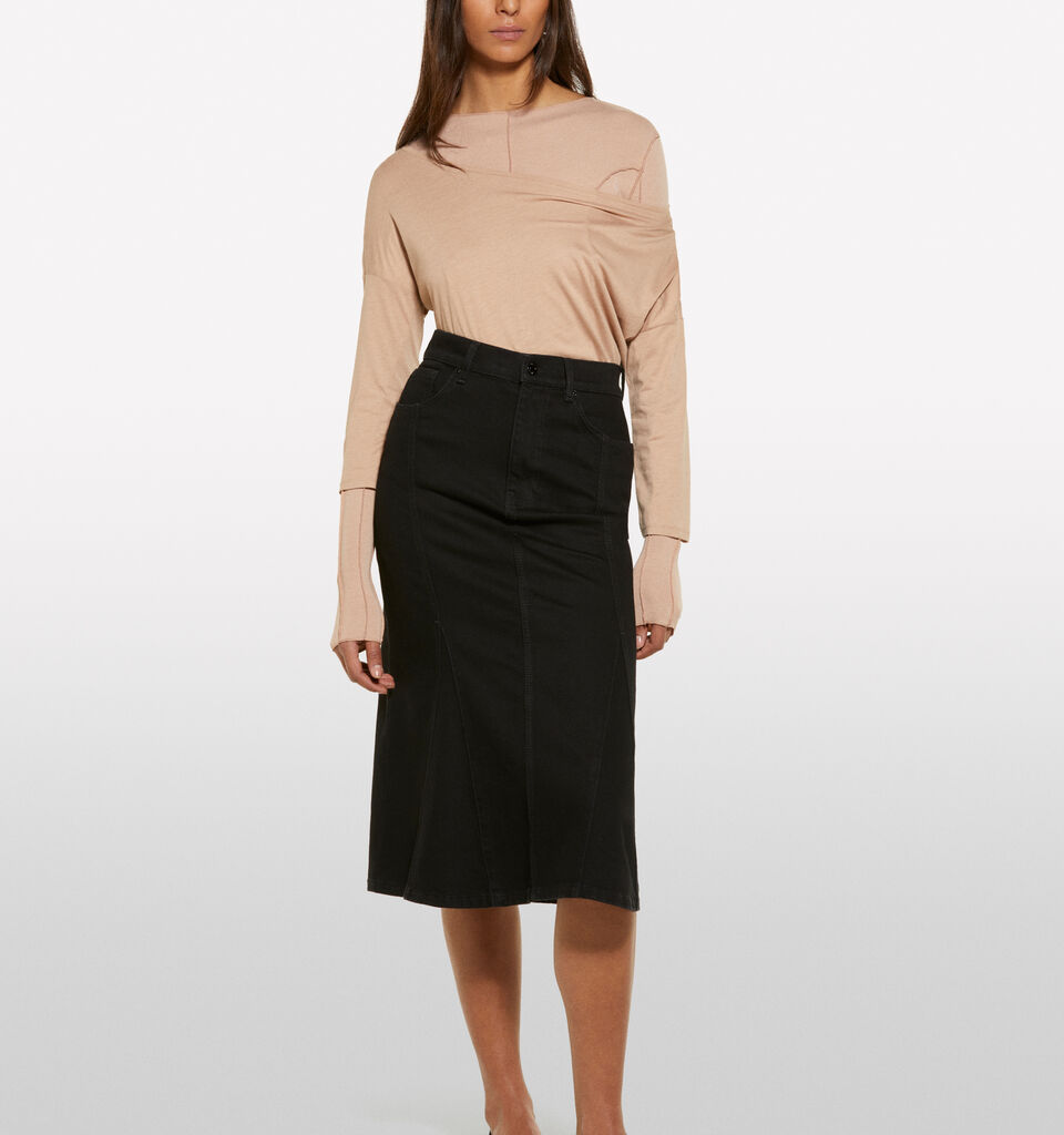 Gonna di jeans svasata nera - gonne midi, longuette donna - Nero | Sisley image number 1